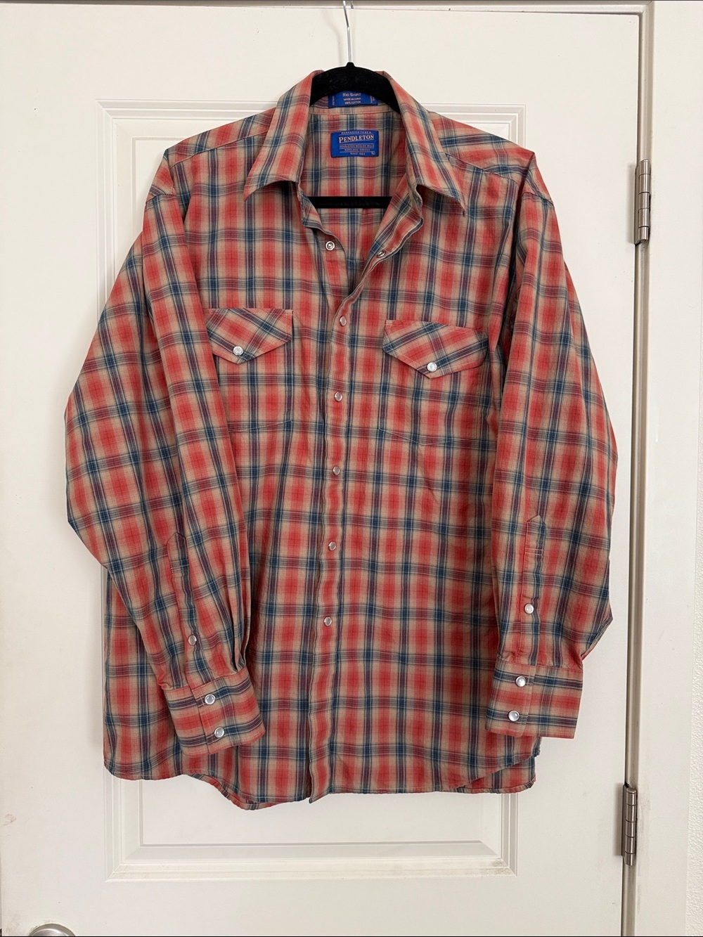 Pendleton Rio Shirt Men’s Large Plaid Pearl Snap Western Shirt